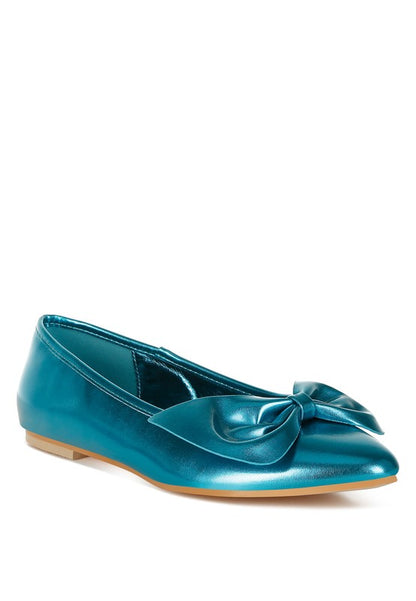 Bromelia Metallic Pleather Bow Ballerinas