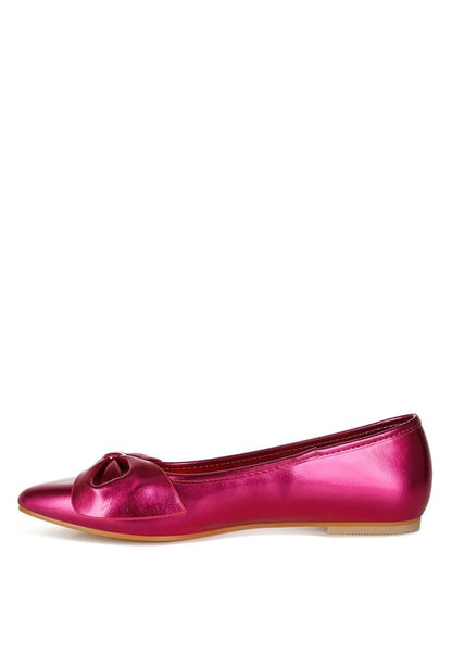 Bromelia Metallic Pleather Bow Ballerinas