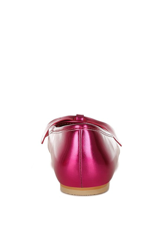 Bromelia Metallic Pleather Bow Ballerinas