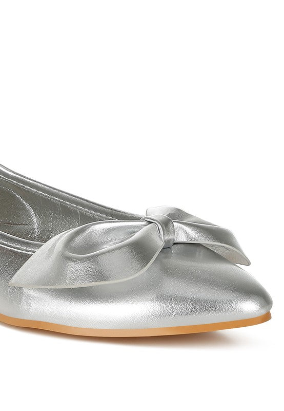 Bromelia Metallic Pleather Bow Ballerinas