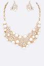 Crystal Pearls Formal Statement Necklace Set