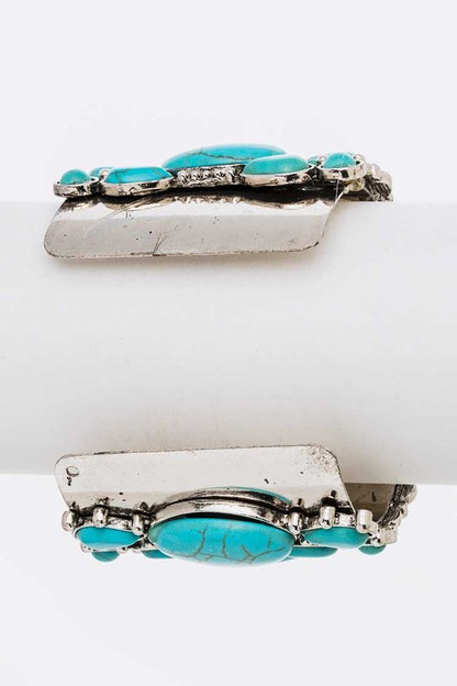 Turquoise Stone Statement Cuff Bangle