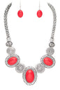 Oval Stone Western Bib Necklace Set