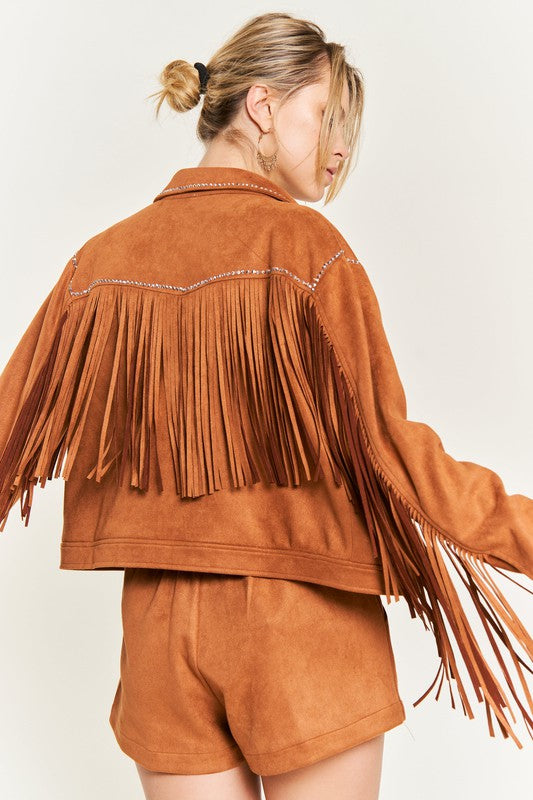 Suede studded fringe jacket PLUS JJO5009P