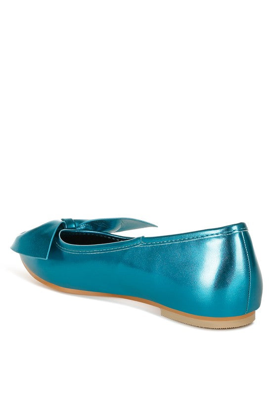 Bromelia Metallic Pleather Bow Ballerinas