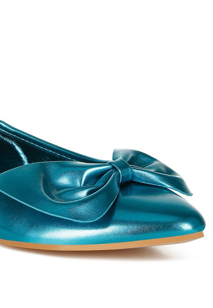 Bromelia Metallic Pleather Bow Ballerinas