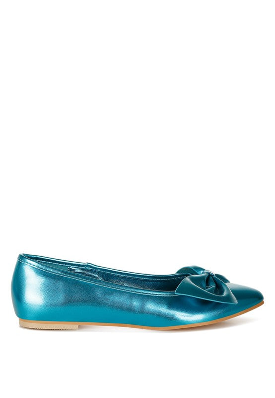 Bromelia Metallic Pleather Bow Ballerinas